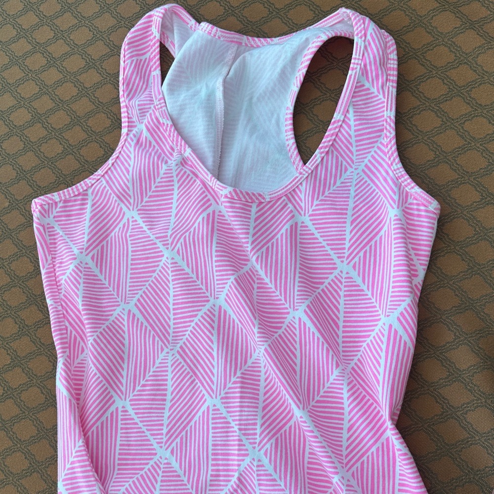 MAHI GOLD Pink & White Geometric Racerback Maxi dress